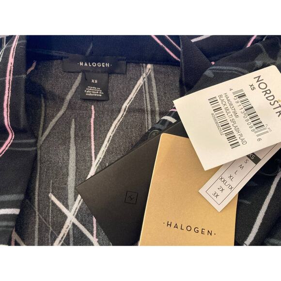 Halogen Hidden Button Long Sleeve V-Neck Top Sz XS/Extra Small Black Multi NWT - Picture 6 of 7